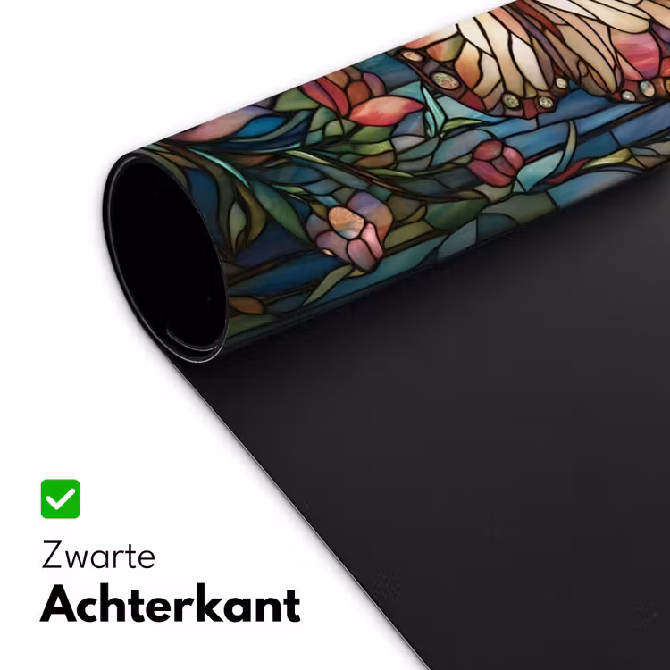 Vlinder - Roze - Bloemen - Bladeren Muismat XXL klein -sfeer2