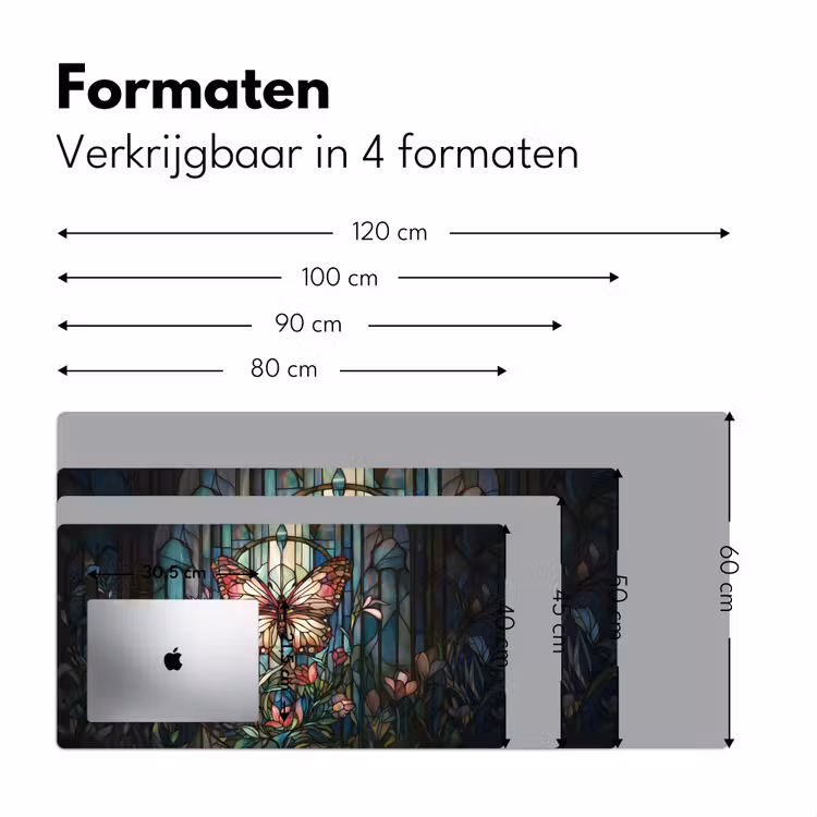 Vlinder - Roze - Bloemen - Bladeren Muismat XXL klein -sfeer5