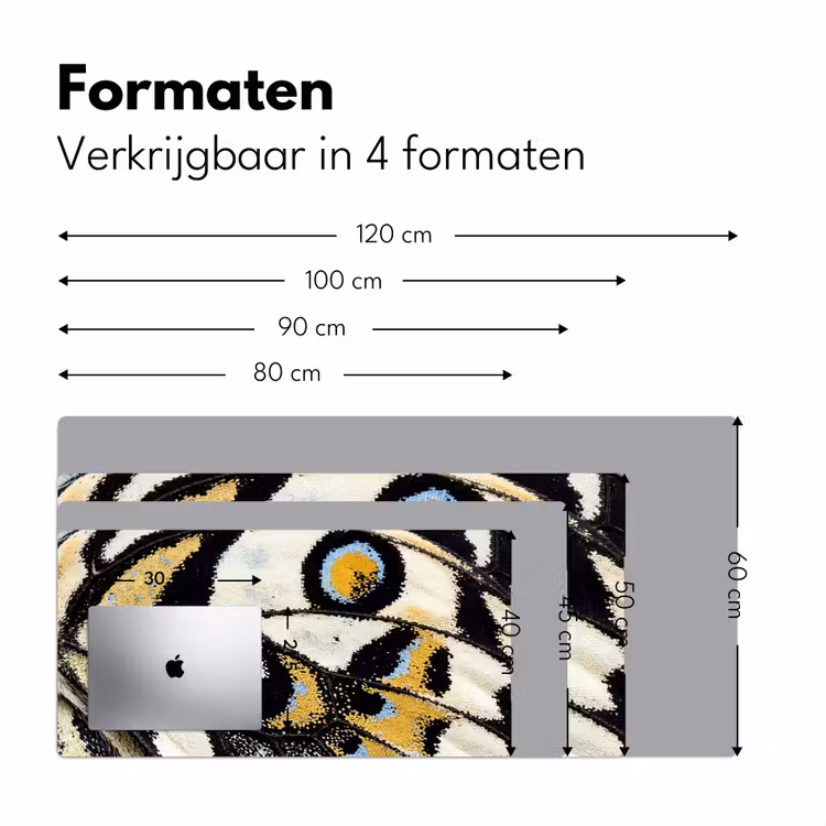 Vlinder - Vleugel - Geel Muismat XXL klein -sfeer5