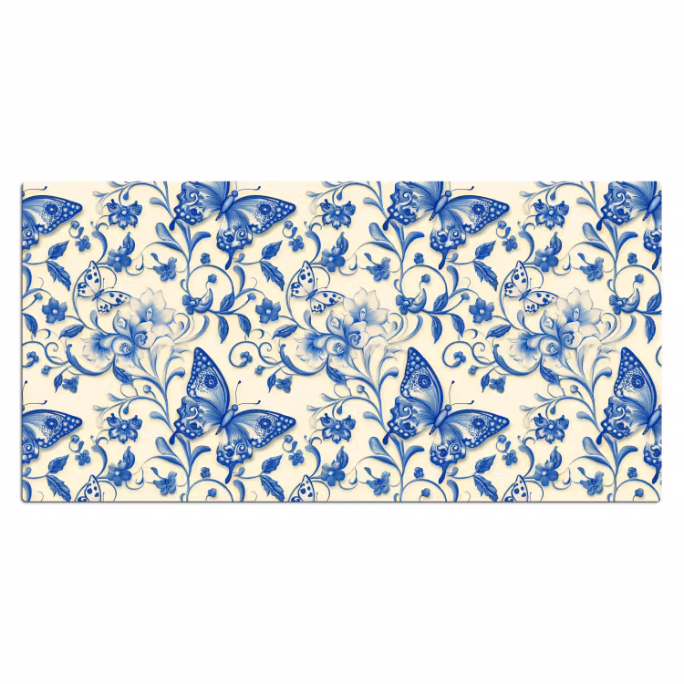 Vlinders - Bloemen - Blauw - Botanisch Muismat XXL klein 681 -3d_leeg