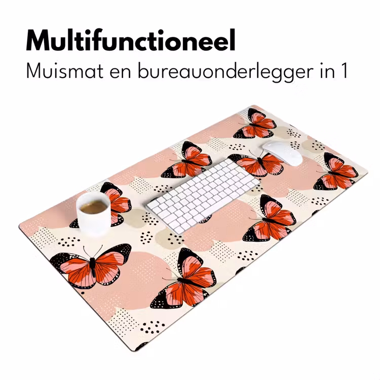 Vlinders - Retro - Kleurrijk Muismat XXL klein 681 -sfeer4