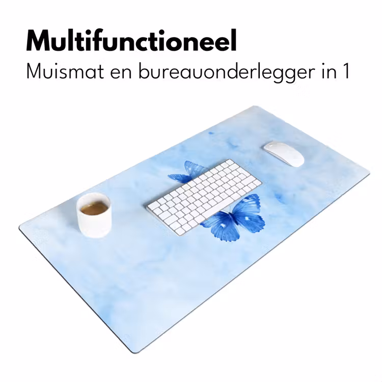 Vlinders - Sierlijk - Blauw Muismat XXL klein -sfeer4