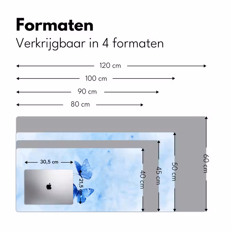 Vlinders - Sierlijk - Blauw Muismat XXL klein -sfeer5