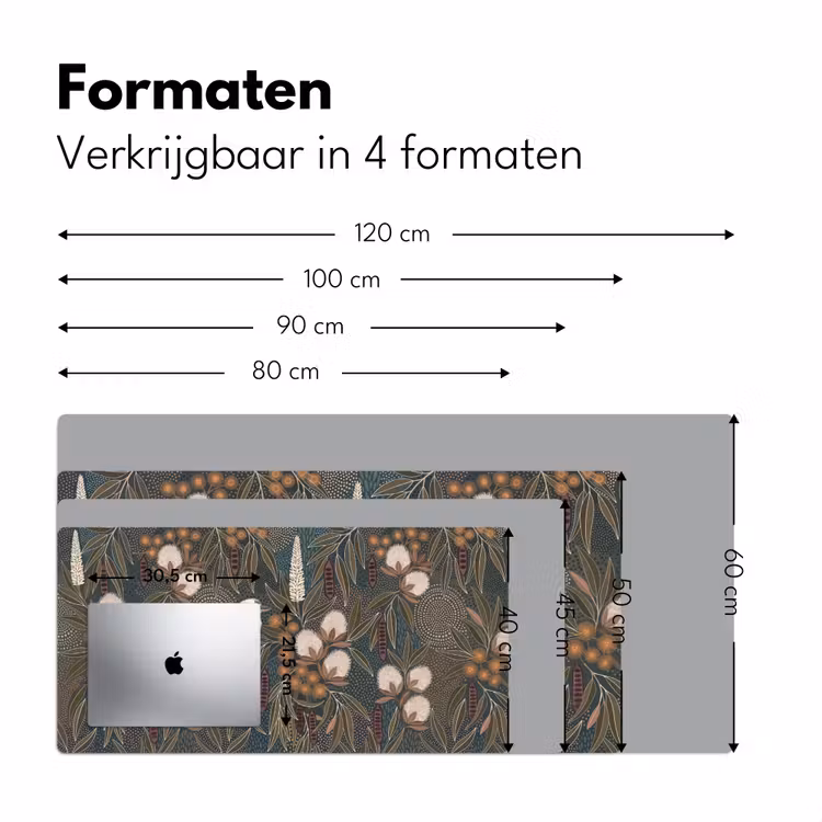 Vogel - Bladeren - Natuur - Illustratie - Groen Muismat XXL klein -sfeer5