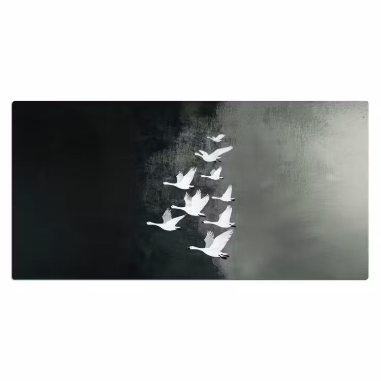 Vogel - Japandi - Groen Muismat XXL klein -3d_leeg