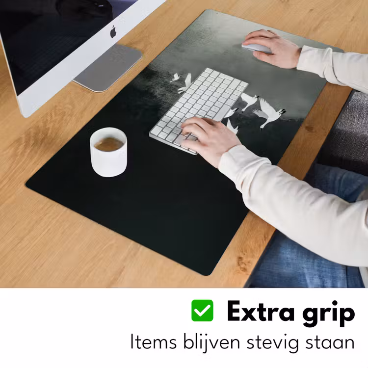 Vogel - Japandi - Groen Muismat XXL klein -sfeer3