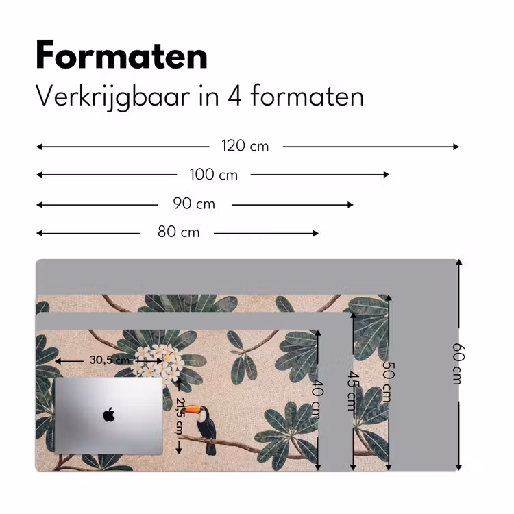 Vogel - Mozaïek - Tropisch - Natuur - Kleurrijk Muismat XXL klein -sfeer5