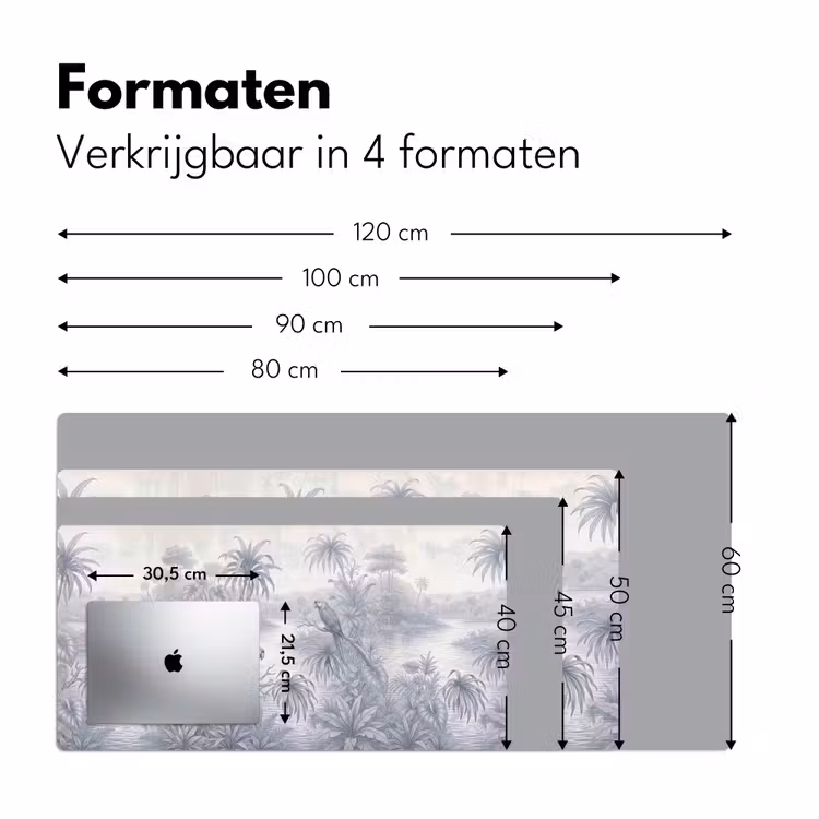 Vogel - Rivier - Tropisch - Illustratie - Blauw Muismat XXL klein -sfeer5