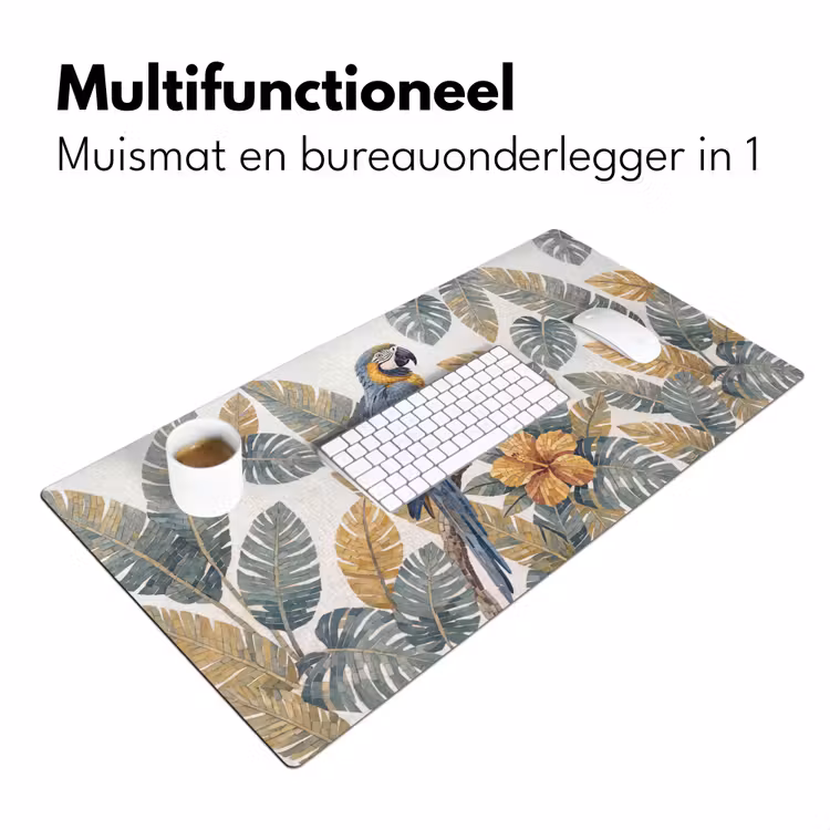 Vogel - Tak - Natuur - Mozaïek - Blauw Muismat XXL klein -sfeer4