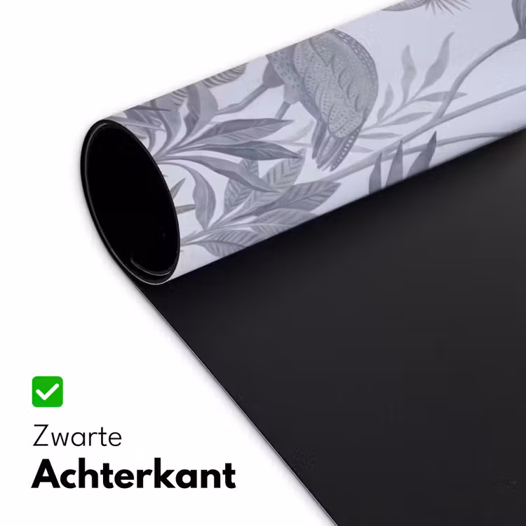Vogel - Tropisch - Illustratie - Blauwgrijs - Natuur Muismat XXL klein -sfeer2