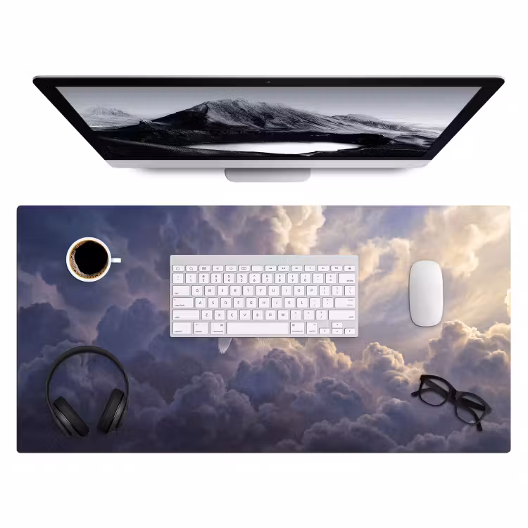 Vogel - Vliegend - Natuur - Wit - Wolken Muismat XXL klein -3d