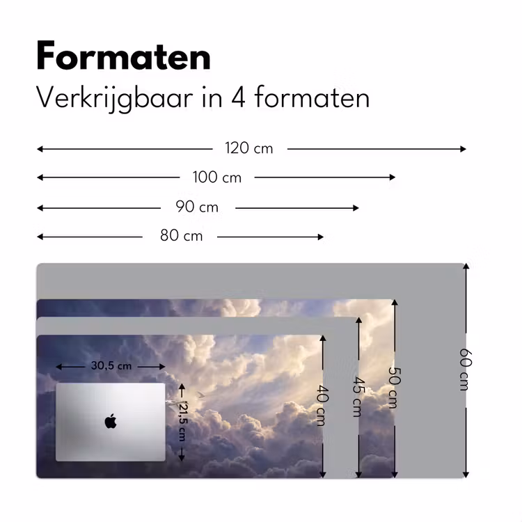 Vogel - Vliegend - Natuur - Wit - Wolken Muismat XXL klein -sfeer5