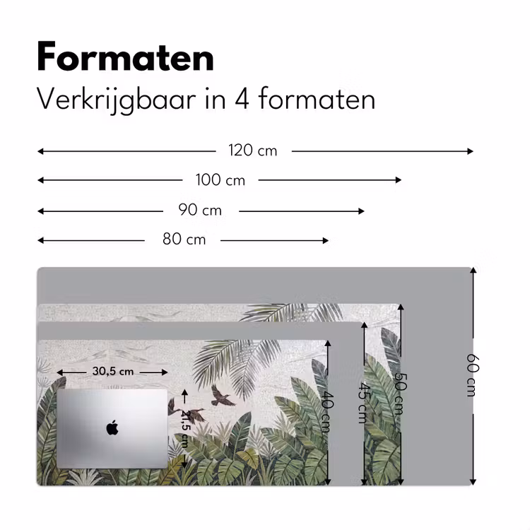 Vogel - Vliegend - Tropisch - Mozaïek - Groen Muismat XXL klein -sfeer5