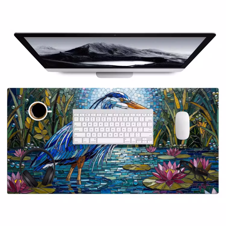 Vogel - Water - Natuur - Abstract - Blauw Muismat XXL klein -3d
