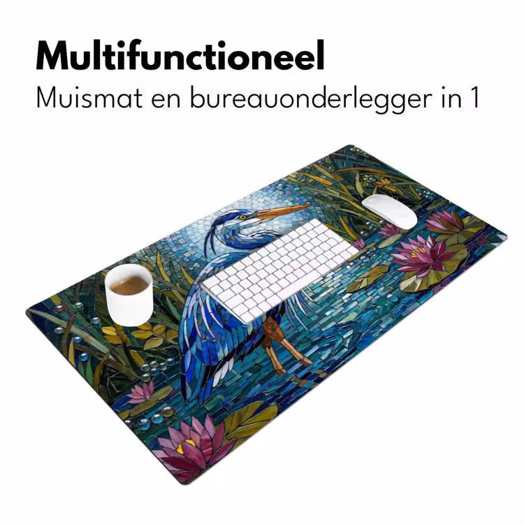 Vogel - Water - Natuur - Abstract - Blauw Muismat XXL klein -sfeer4