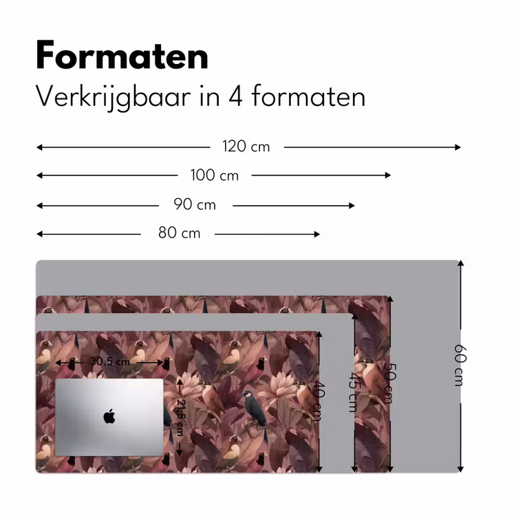 Vogels - Bladeren - Roze Muismat XXL klein 681 -sfeer5