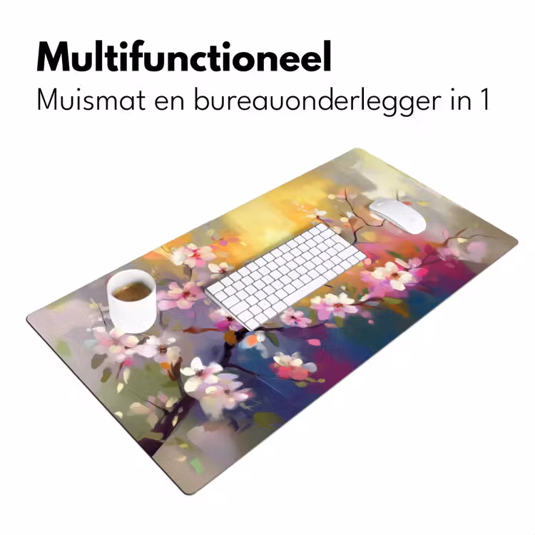 Vogels - Bloemen - Roze Muismat XXL klein -sfeer4