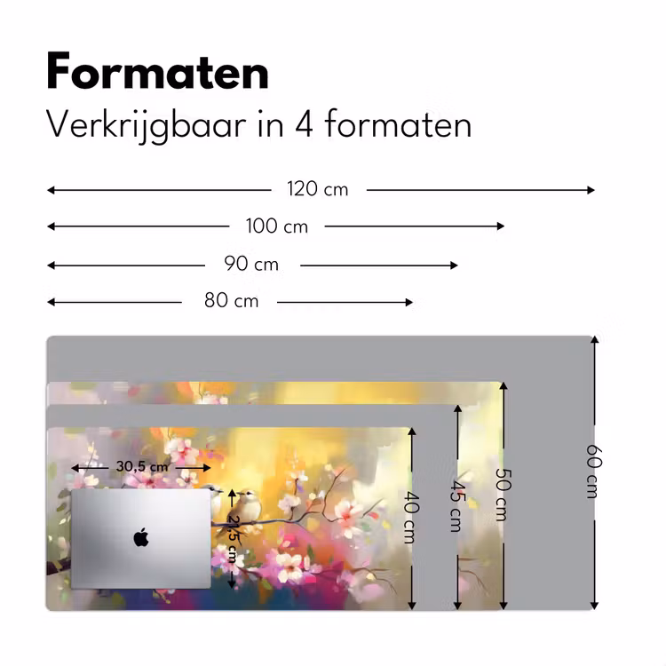 Vogels - Bloemen - Roze Muismat XXL klein -sfeer5