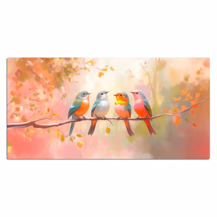 Vogels - Kleurrijk - Tak Muismat XXL klein -3d_leeg