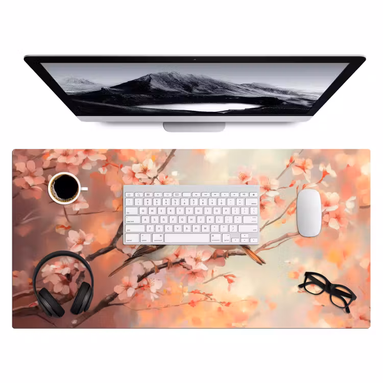 Vogels - Romantic - Bloesemtak Muismat XXL klein -3d