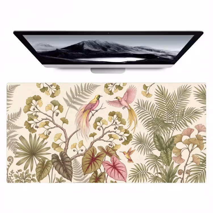 Vogels - Tropisch - Botanisch - Roze Muismat XXL klein -zzz3d