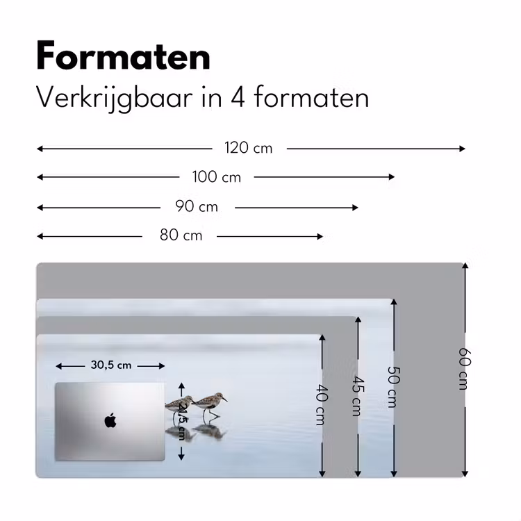 Vogels - Water - Grijs Muismat XXL klein -sfeer5