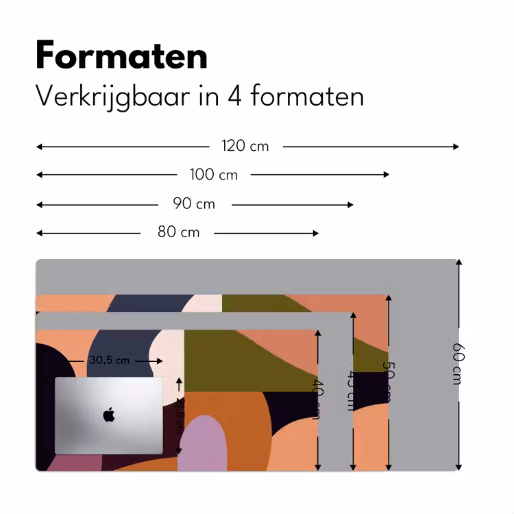 Vormen - Abstract - Kleuren - Vierkant Muismat XXL klein -sfeer5