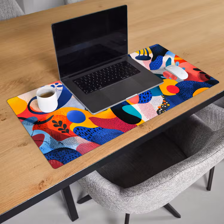Vormen - Abstract - Stippels - Blauw Muismat XXL klein -sfeer1