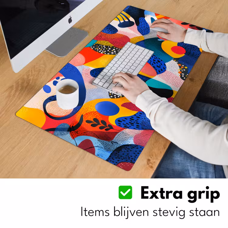 Vormen - Abstract - Stippels - Blauw Muismat XXL klein -sfeer3