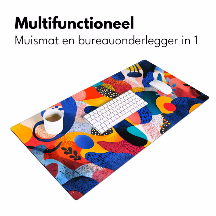 Vormen - Abstract - Stippels - Blauw Muismat XXL klein -sfeer4