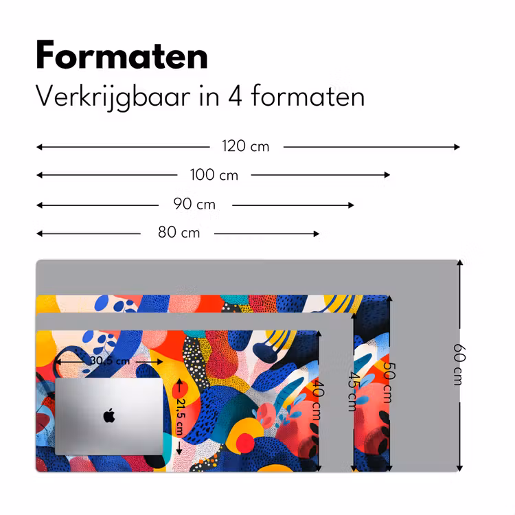 Vormen - Abstract - Stippels - Blauw Muismat XXL klein -sfeer5