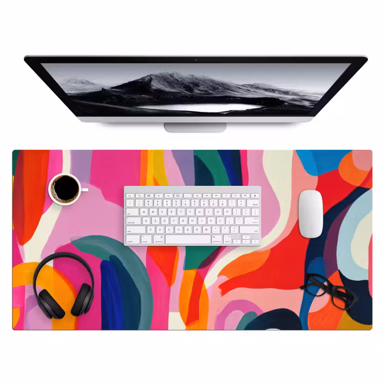 Vormen - Golvend - Abstract - Felroze Muismat XXL klein -3d