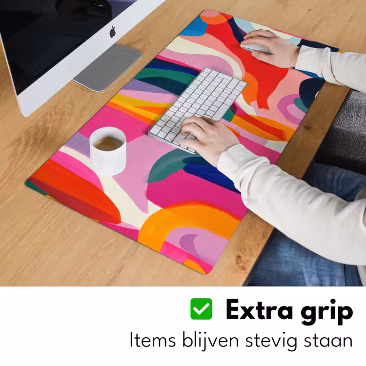 Vormen - Golvend - Abstract - Felroze Muismat XXL klein -sfeer3