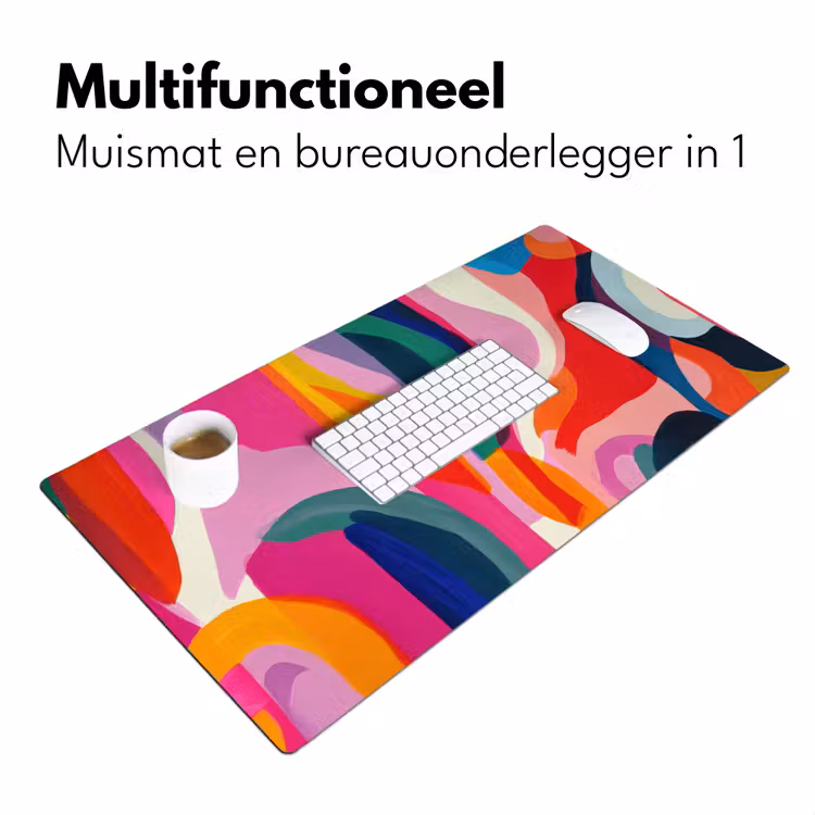 Vormen - Golvend - Abstract - Felroze Muismat XXL klein -sfeer4