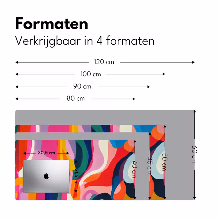 Vormen - Golvend - Abstract - Felroze Muismat XXL klein -sfeer5
