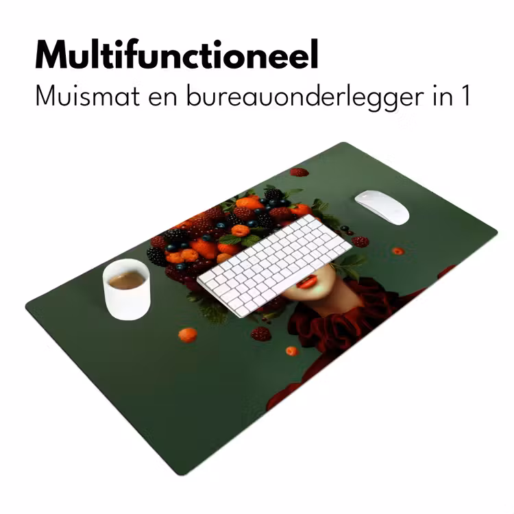 Vrouw - Aardbeien - Frambozen - Bramen - Bessen Muismat XXL klein -sfeer4