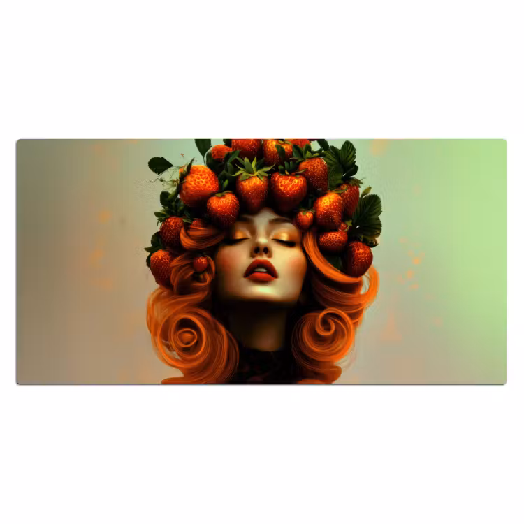 Vrouw - Aardbeien - Kroon Muismat XXL klein -3d_leeg