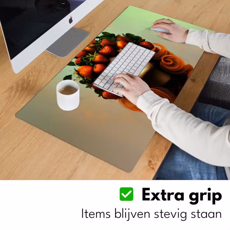 Vrouw - Aardbeien - Kroon Muismat XXL klein -sfeer3