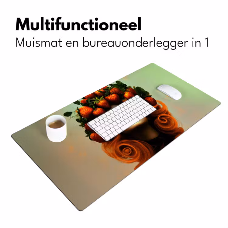 Vrouw - Aardbeien - Kroon Muismat XXL klein -sfeer4