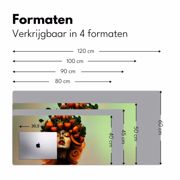 Vrouw - Aardbeien - Kroon Muismat XXL klein -sfeer5
