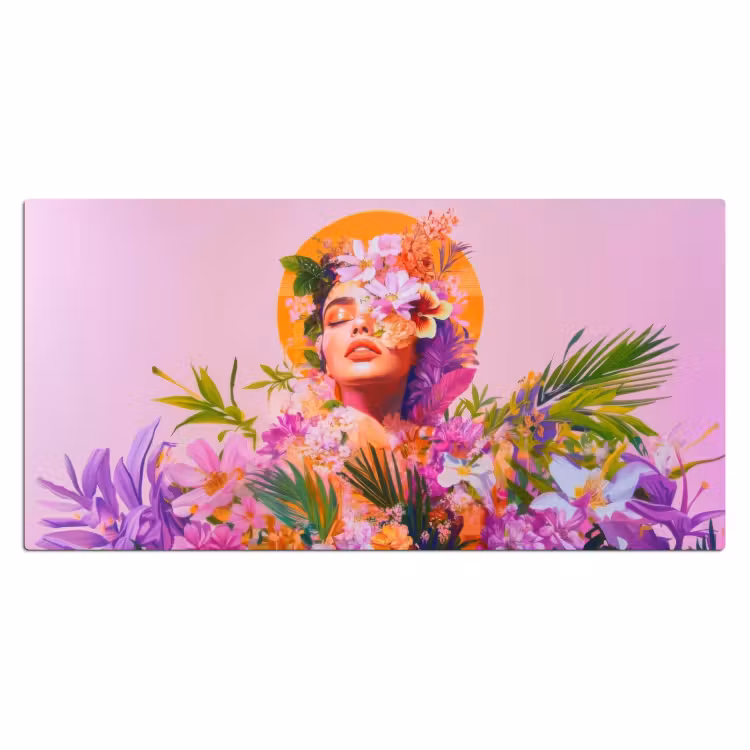 Vrouw - Abstract - Cirkel - Bloemen Muismat XXL klein -3d_leeg