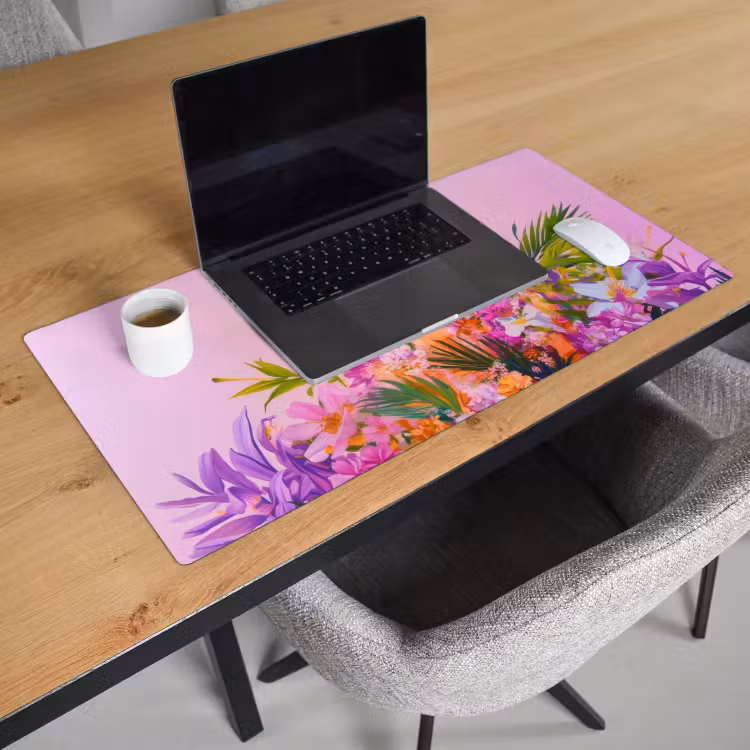 Vrouw - Abstract - Cirkel - Bloemen Muismat XXL klein -sfeer1