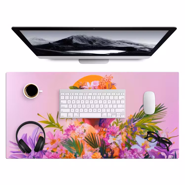 Vrouw - Abstract - Cirkel - Bloemen Muismat XXL klein -3d