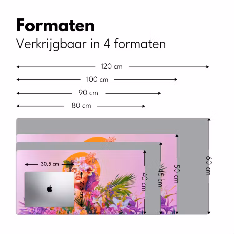 Vrouw - Abstract - Cirkel - Bloemen Muismat XXL klein -sfeer5