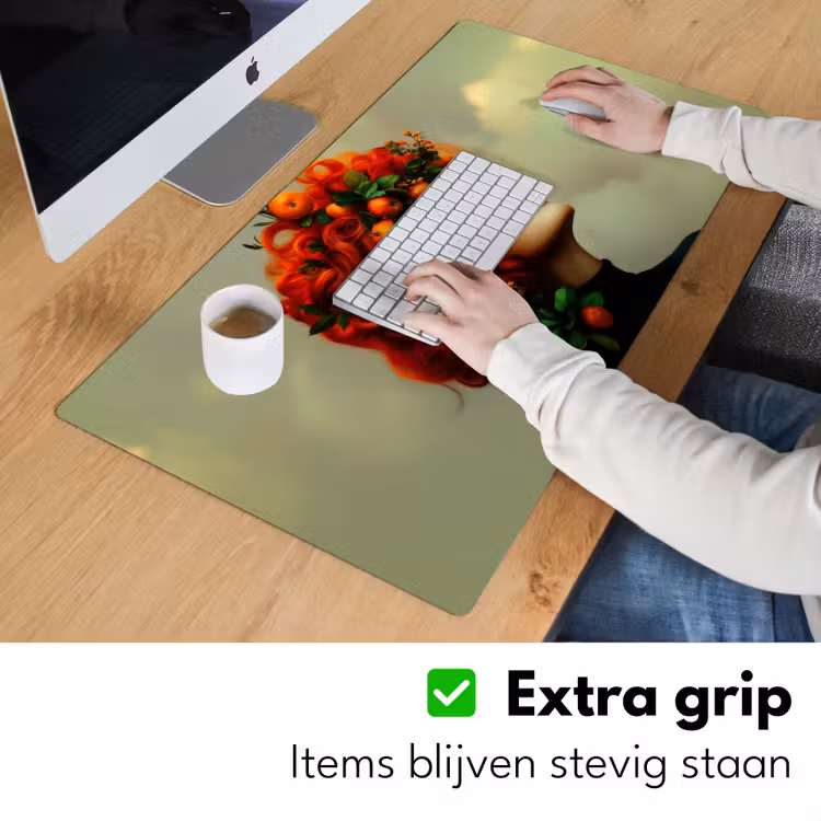 Vrouw - Appels - Rood - Bladeren Muismat XXL klein -sfeer3