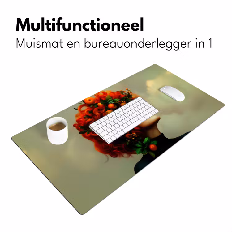 Vrouw - Appels - Rood - Bladeren Muismat XXL klein -sfeer4