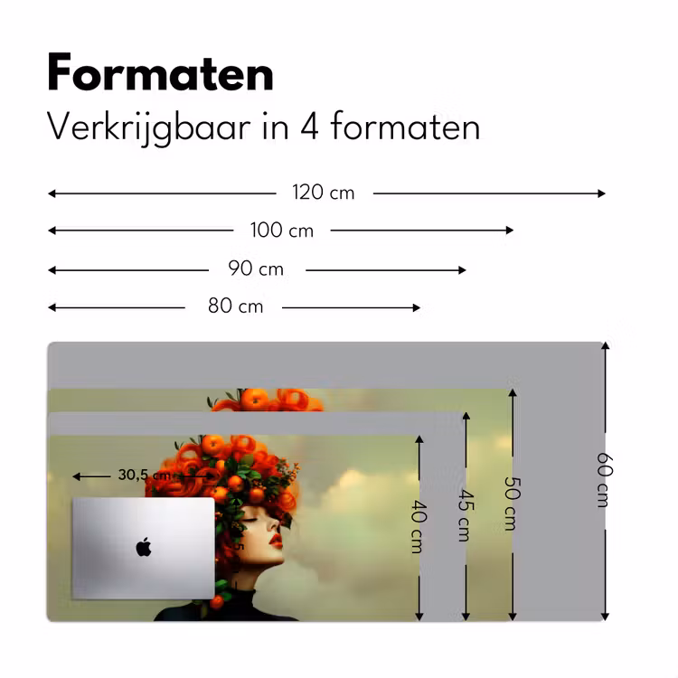 Vrouw - Appels - Rood - Bladeren Muismat XXL klein -sfeer5