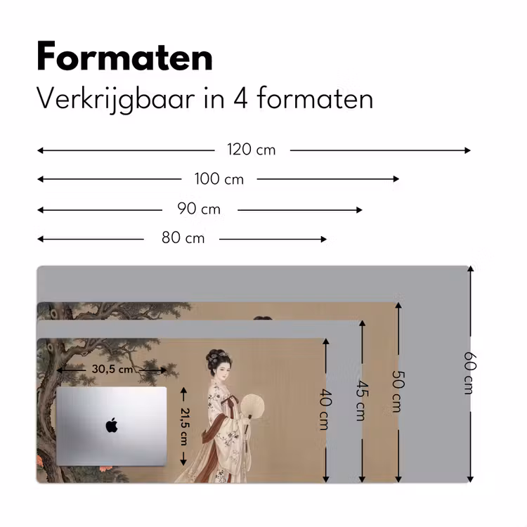 Vrouw - Azië - Kunst - Beige Muismat XXL klein -sfeer5