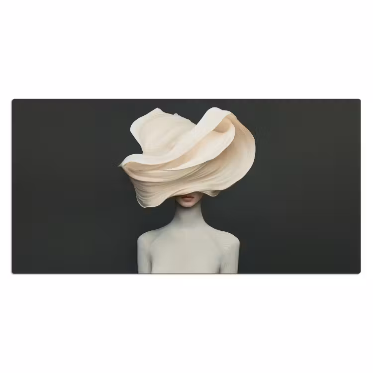 Vrouw - Beige - hoed Muismat XXL klein -3d_leeg