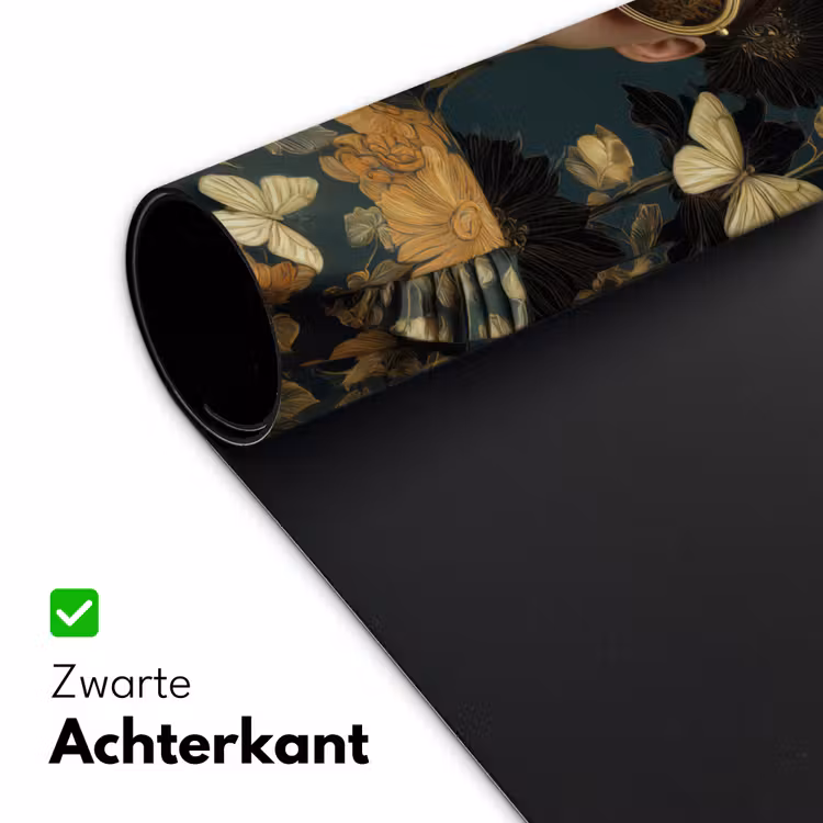 Vrouw - Bladeren - Goud - Vlinders Muismat XXL klein -sfeer2